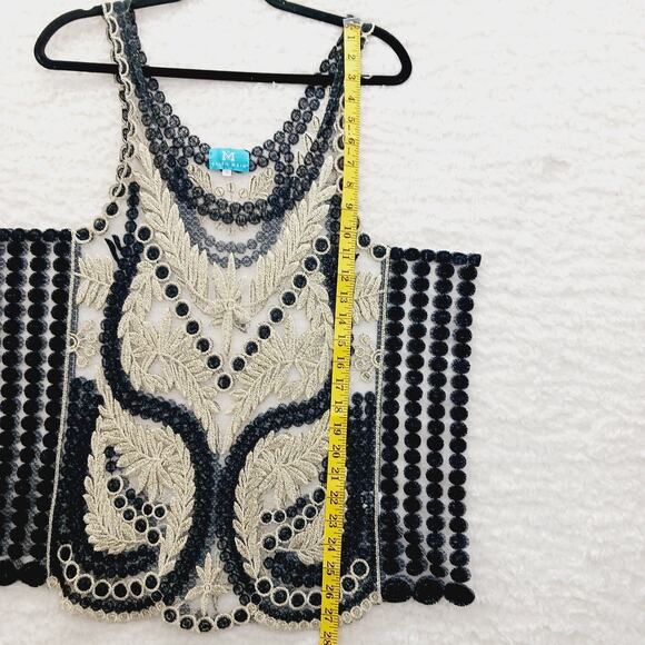 Cami Tank Top Size 2XL Gold Black Metallic Goth Lace Flappercore Fairy Mob Wife - Picture 7 of 12